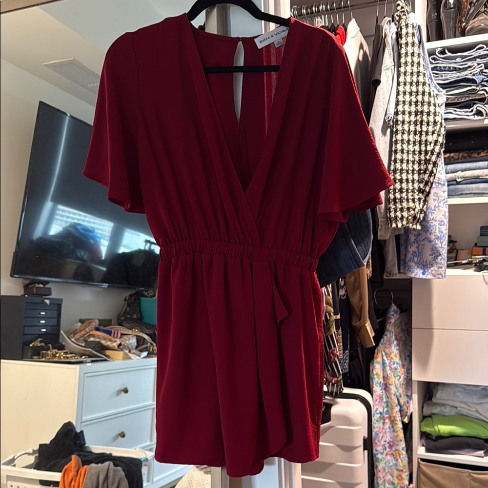 Elegant Red Wrap Top